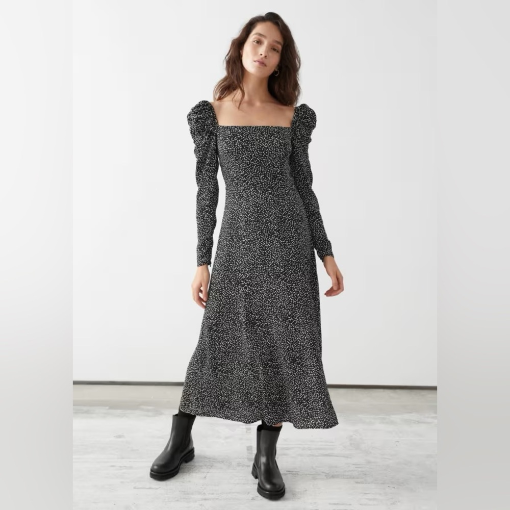& Other Stories Square Neck Midi Dress